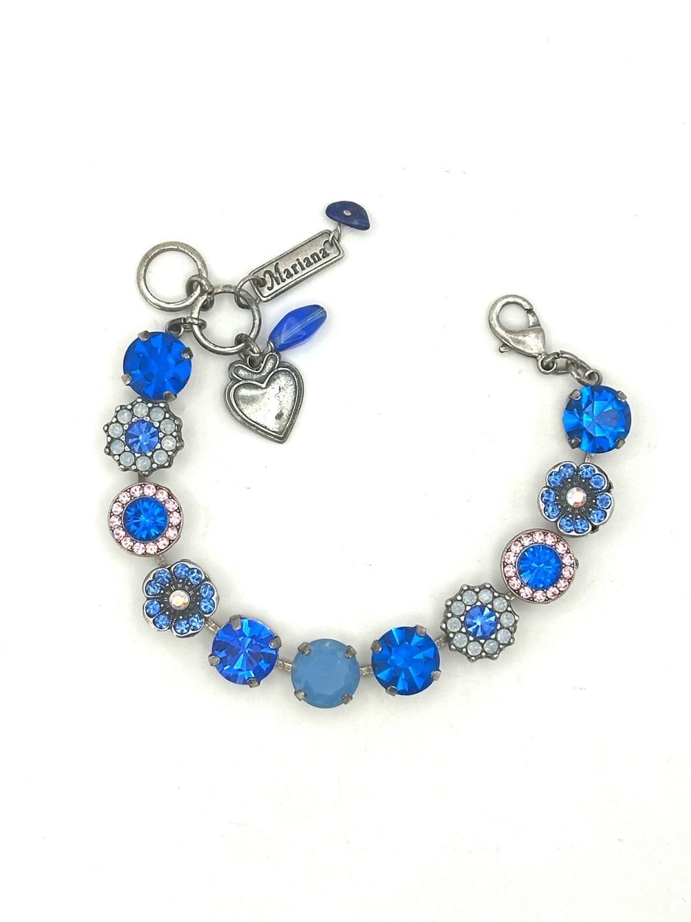 Mariana Blue Crystal Mosaic Floral Bracelet